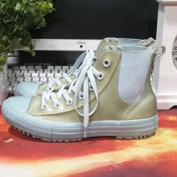 Converse All Star High Tops Rubber Waterproof Shoes sneakers 8 Blue Green - Picture 1 of 11